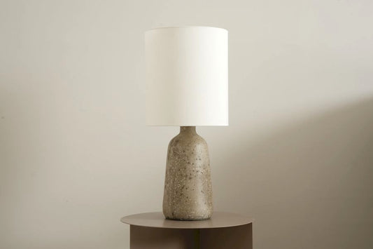 TERRAZZO CYLINDRICAL BASE LAMP WHITE